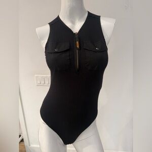 Diesel ribbed black bodysuit small New